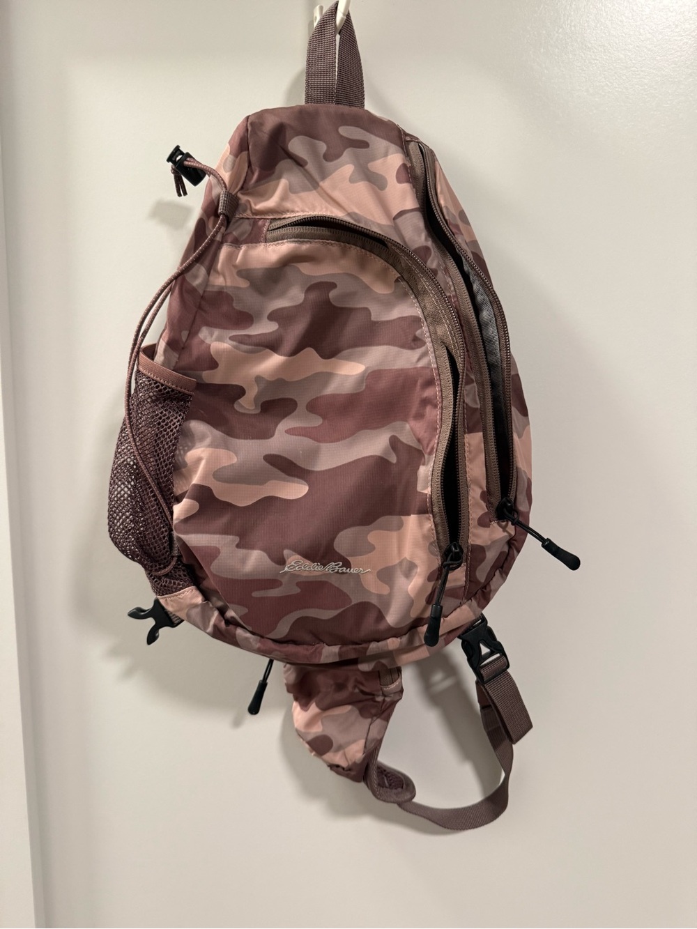 Eddie Bauer Mauve and Pink Camo Sling Backpack